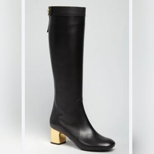 Celine Bam Bam Calfskin Back Buckle Zipped Black Boot US10 EU41